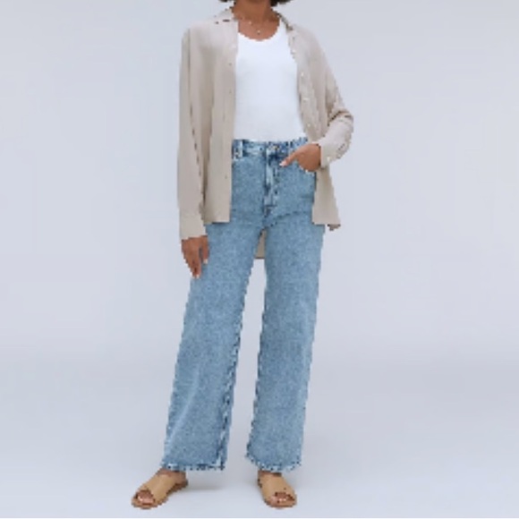 Everlane Denim - Everlane The Way High Wide Leg Flare Jeans Ankle Light Wash EUC Size 26